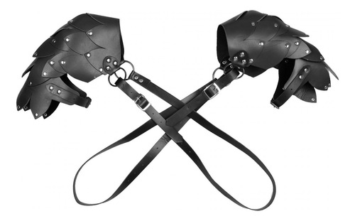 Medieval Shoulder Pauldron Pu Leather Adjustable Black