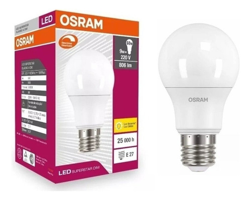 Pack X10 Lampara Osram A60 7w Luz Calida