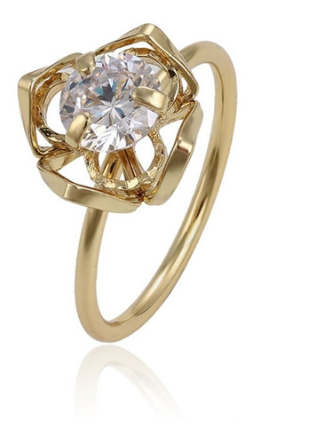 Anillo Compromiso Oro 18k Lam Swarovski Flor Mujer Calidad