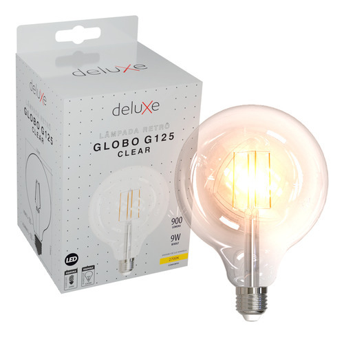 Lampada Led Globo Retro Clear G125 9w 2700k Branco Quente E27 Cod: 353280375 Deluxe By Avant