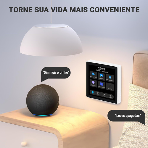 Painel Controle Casa Smart Interruptor Zigbee Tuya Touch 4