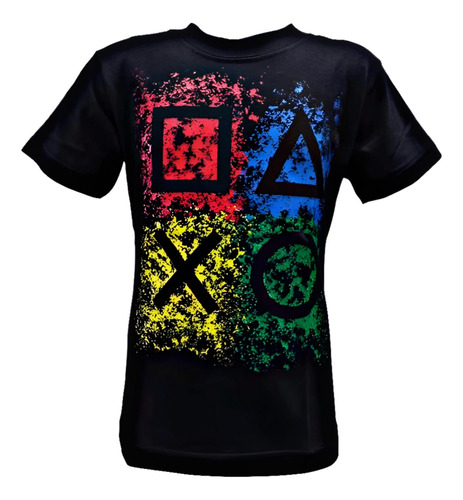 Remera Playstation Botones Joystick Doble Estampa Premium