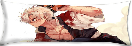 Cojin Almohada Larga Sanemi Sangre Fondo Blanco 45x110cm Diseño De La Tela Lisa