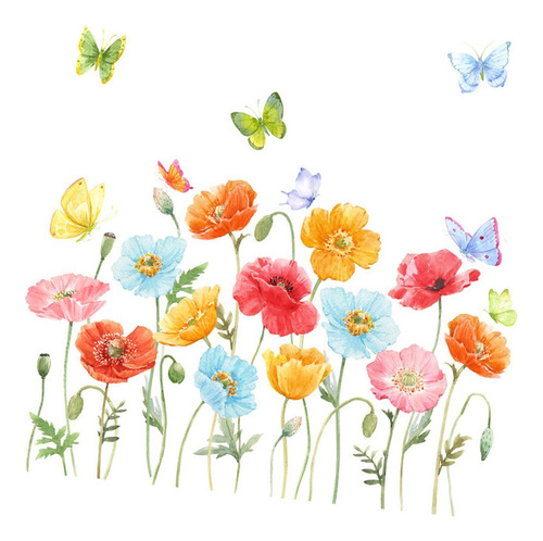 / 2 Piezas Flores Mariposas Calcomanías De Pared Pegatinas