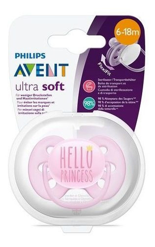 Chupeta Philips Avent Ultra Soft Decorada Princess 6-18m