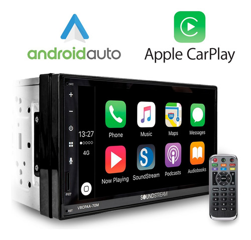 Autoestereo De Pantalla 7' Android Auto Carplay Soundstream Color Negro