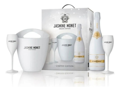 Kit Jasmine Monet White Champagne 750ml + Frapera + 2 Copas