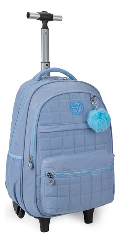 Mochila Feminina Escolar Com Rodinha Matelassê Kika Kk2466-r Cor Azul