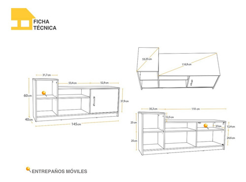 Imagen 4 de 7 de Mueble Casa Lista® Hogar - Centro Múltiple Tv 42