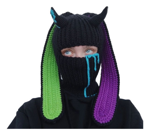 Gorro Orejas De Conejo Gorro De Punto Cálido Máscara