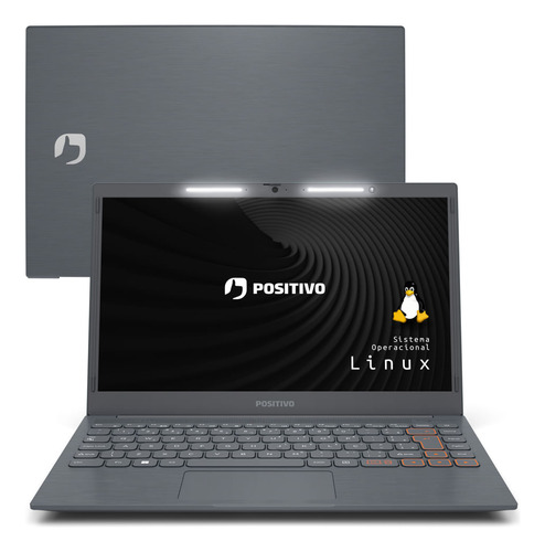 Notebook Positivo Vision C14 cinza Intel Celeron 8GB de RAM 240GB SSD 1366x768px Linux Debian 10
