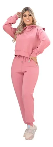 Conjuntos Femininos Ocasional Moletinho Confortável Moda