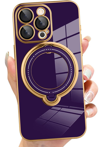 Funda Para  iPhone 15 Pro Con Soporte Magnetico - Purpura