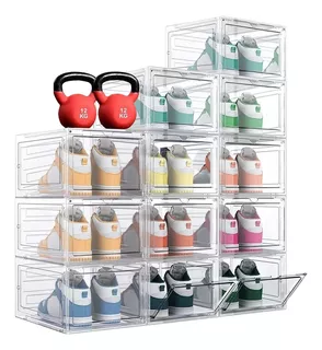 12 Cajas Zapatero Tenis Organizador Apilables