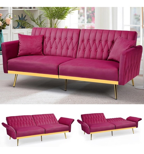 Sofa Cama Terciopelo Biplaza Ajustable Convertible Acmease