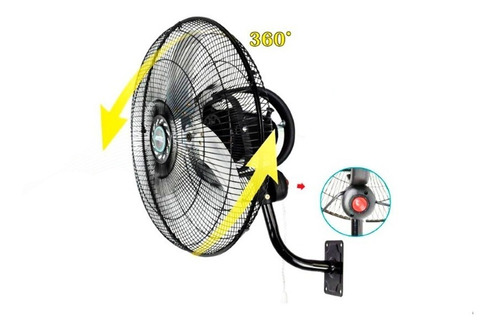 Ventilador Fan Star 18 Pulgadas Pared Negro Oscilación 360