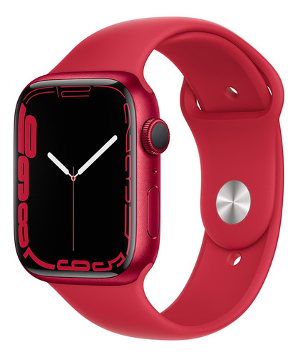 Apple Watch Series 7 (GPS, 45mm) - Caixa de alumínio vermelho - Pulseira esportiva vermelho
