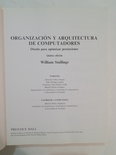 Organización Y Arquitectura De Computadores 5 E - W Stalling (Usado)