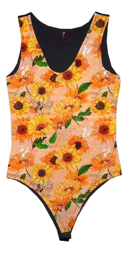 Body Feminino Estampa Lindo Jardim Floral Girassol