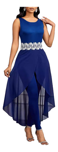 Enterizo Formal Elegante Cómodo Alta Elasticidad Mujer Azul
