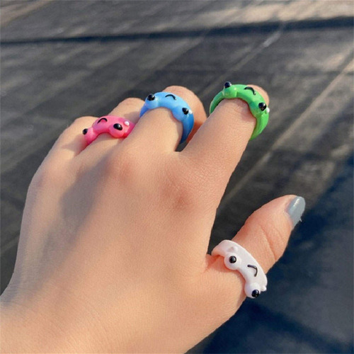 Set Candy Crystal Face Animal De Dibujos Anillos De Rana