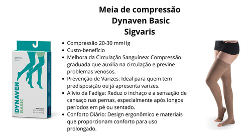 Meia Sigvaris 7/8 Dynaven Basic 972 20-30 Mmhg Bege
