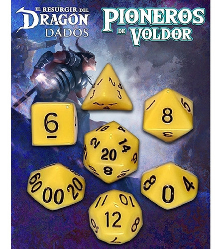 Set D7 Dados Pioneros De Voldor - Amarillo - Guildreams