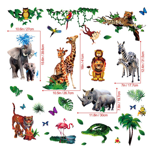 Adhesivos De Pared Am Amaonm Con Dibujos Animados De Zoológi