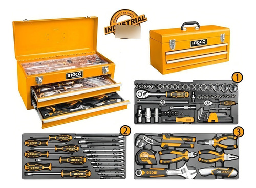 Caja Gabinete Con Herramientas 97 Pzs Profesional Ingco