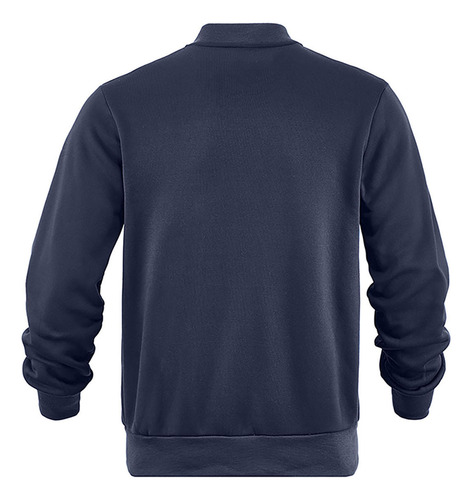 Jaqueta Masculina De Cor Sólida Com Zíper, Bolso Solto, Lape
