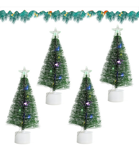 Mini Árbol De Navidad Con Luces De Decoració 17cm,4pcs