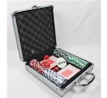 Set Poker 100 Piezas Maleta Metálica Juego De Azar Dados