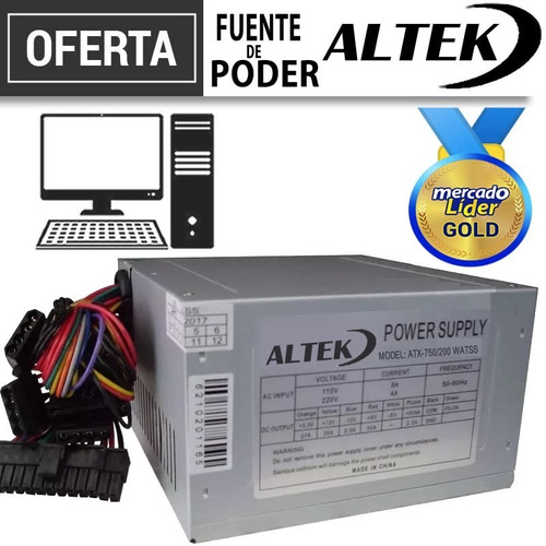 Fuente De Poder Pc Altek / Ins 850w Normal / Slim Ide Sata