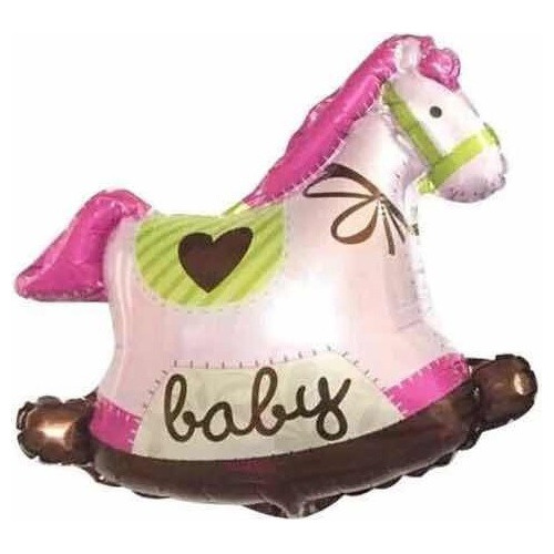 Globo Metalizado Caballo Rosa Baby Shower 40cm