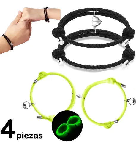 Pulseras A Juego Para Parejas | Nudo De Cuerda Blanca Y Negra Ajustable, Regalo De Amor