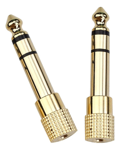 Olulupack 2pzs Adaptador Pro Trs Cobre: Jack 3.5mm A Plug 6.35mm Para Audífonos E Instrumentos,2 Adaptador Audio Plug Oro 24k 6.35mm Macho A 3.5mm Hembra