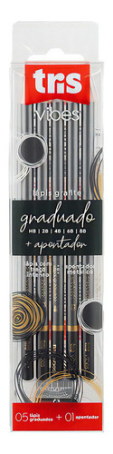 Lápis Grafite Graduado Vibes 5 Graduações + Apontador - Tris