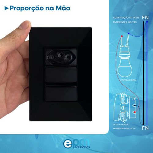 10 Interruptor 2 Teclas Simples + Tomada 10a 2p+t Espelho