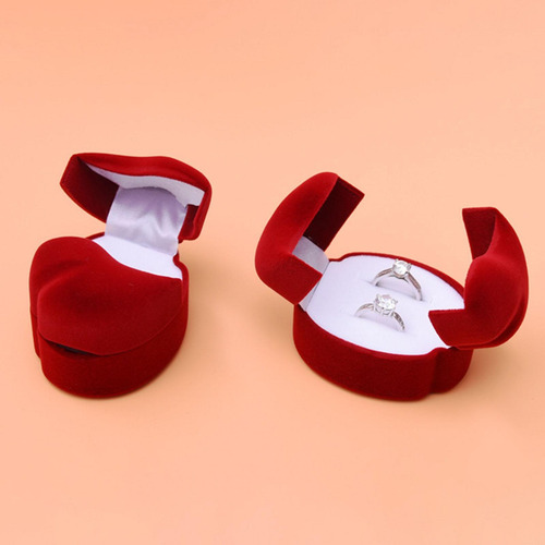 Caja De Anillos De Boda Con Corazón, Estuche De Joyería
