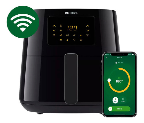 Airfryer Xl Philips Essential Connected Hd9280/90 Color Negro y plateado oscuro
