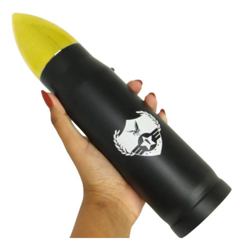 Garrafa Térmica Inox Bala Bullet Munição Projétil Cápsula P Cor Preto