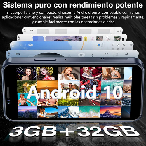 Teléfono Mini Sim Dual Android 10 3gb + 32gb Dual Cámara 8mp+5mp 2.95 Hd Smartphone 3500mah Wifi