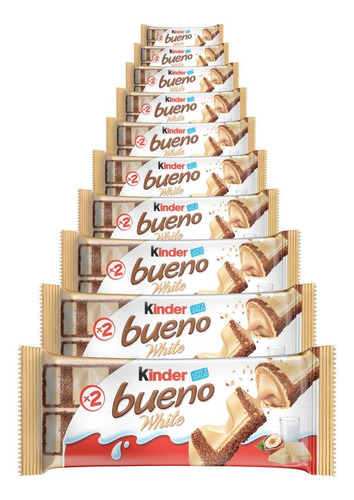 Chocolate, 10 Pacotes De 39g Kinder Bueno White