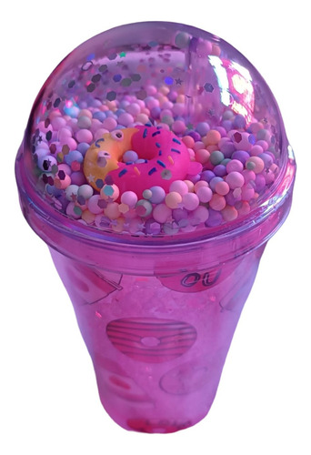 Vaso Acrílico Con Dona 3d  Confeti Y Sorbito 450 Ml.lv