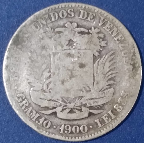 Moneda De Plata De 2 Bolívares Del Año 1900