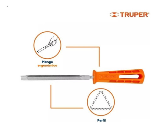 Lima Tipo Bastarda Triangular Con Mango 6 Pulgadas Truper