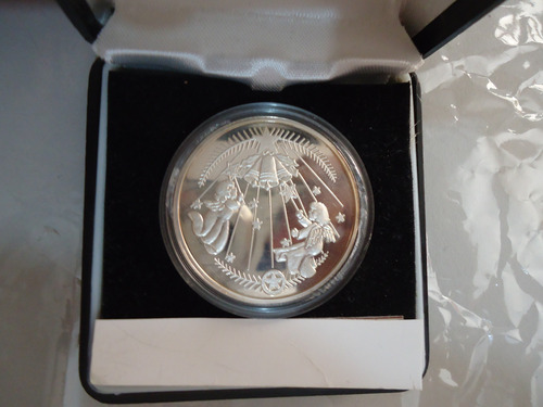 Medalla Onza De Plata Pura Ley .999 Feliz Navidad Año Nuevo