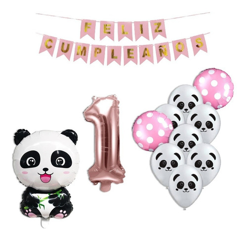 Globo Metalizado Forma Panda  70cm X1+ Latex + Numero Pack! 