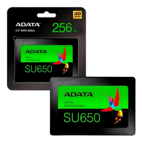 Ssd Adata Su650 256gb Sata Leitura 520mb/s Gravação 450mb/s Preto