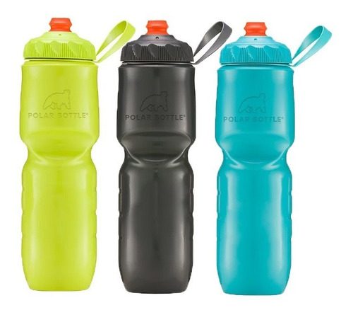 Kit 3 Caramanholas Polar Bottle Charcoal + Kiwi + Acqua